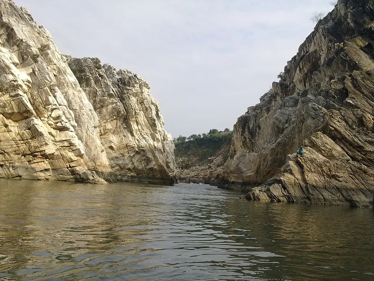 White Marble Rocks along the Narmada River at Bhedaghat